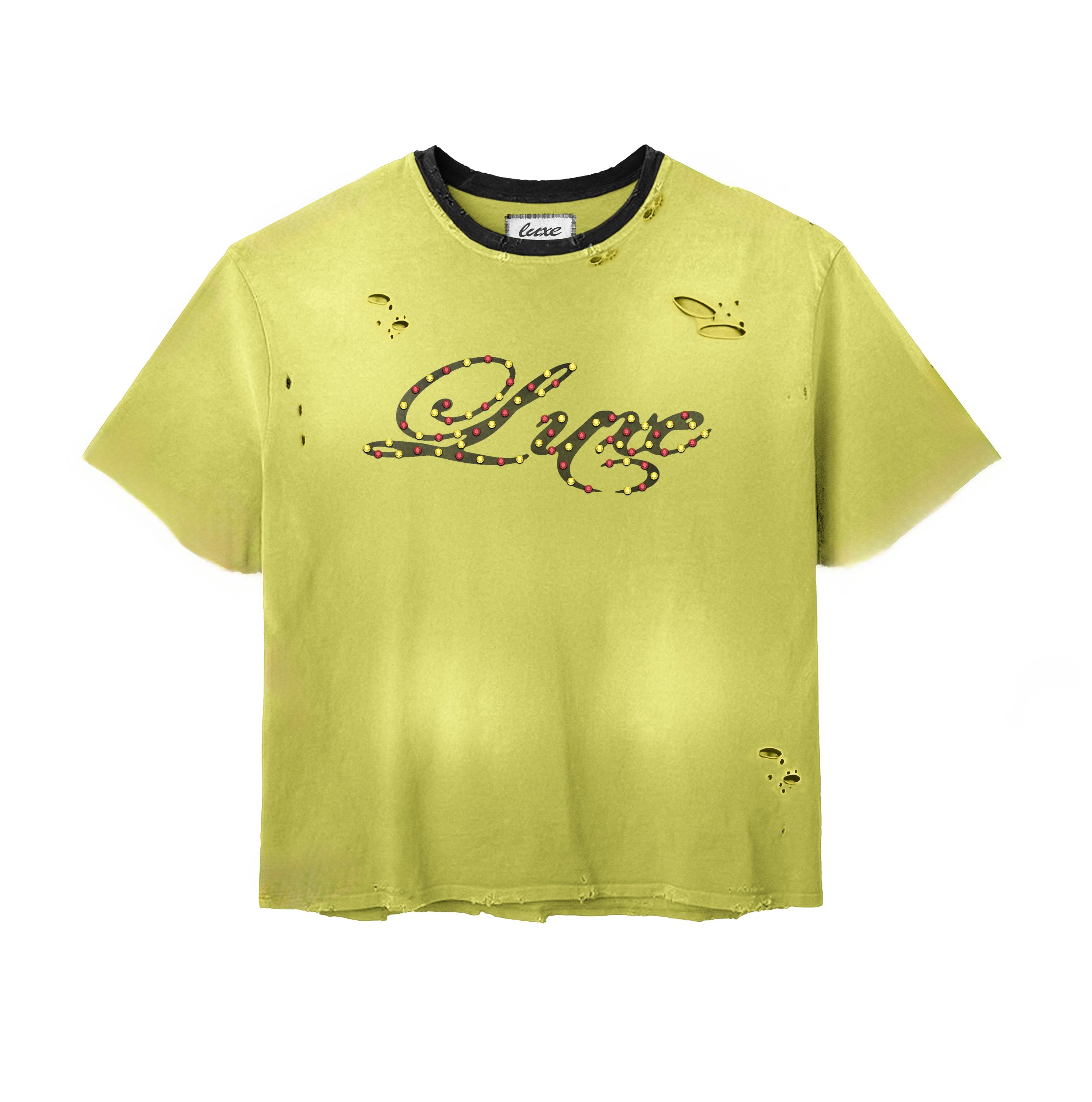 Luxe Distressed Rhinestone Crop Tee
