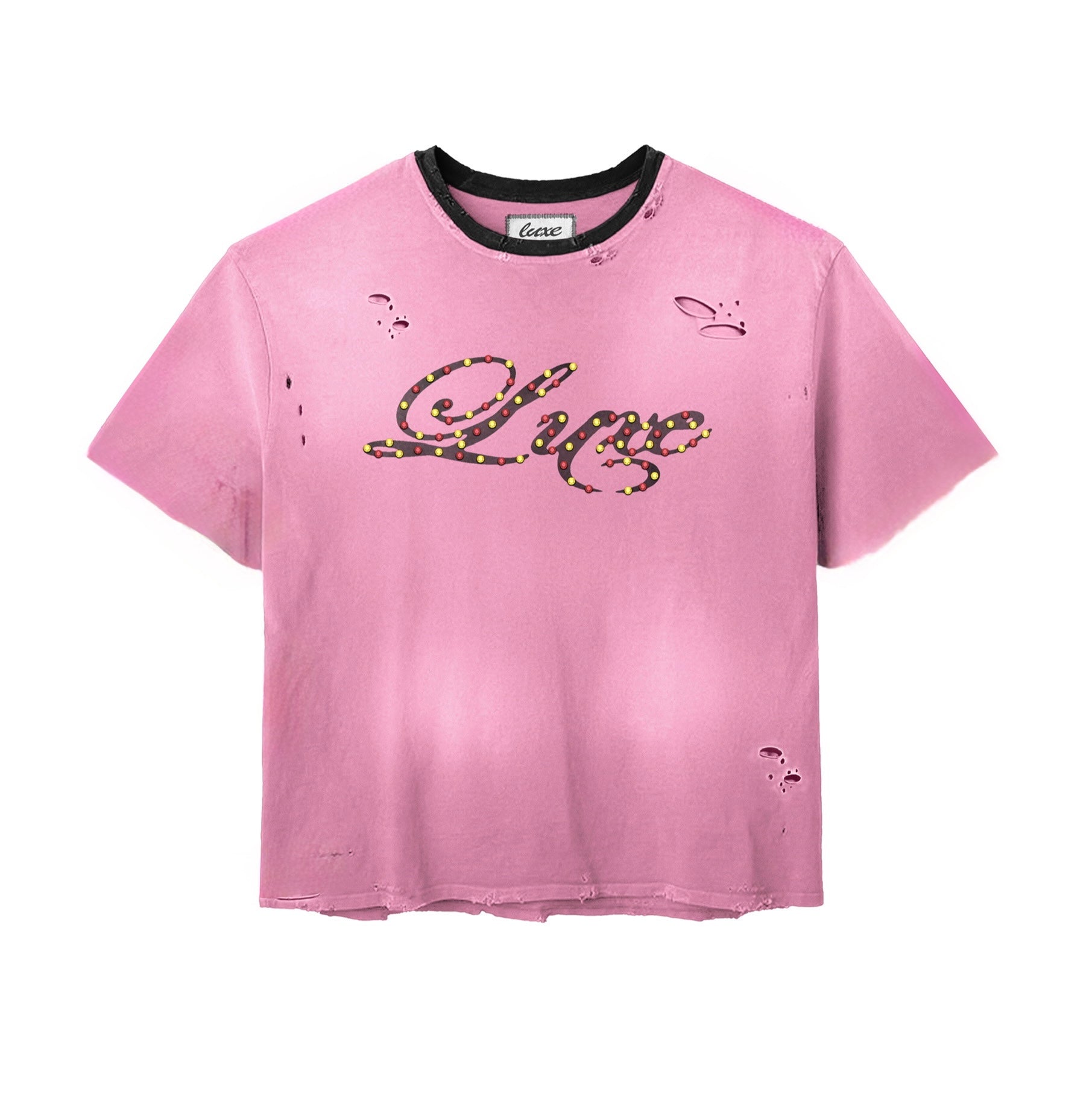 Luxe Distressed Rhinestone Crop Tee
